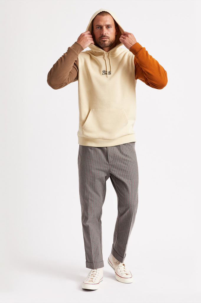 Brixton Stith Hood Fleece - Gravel/Dark Khaki/Amber