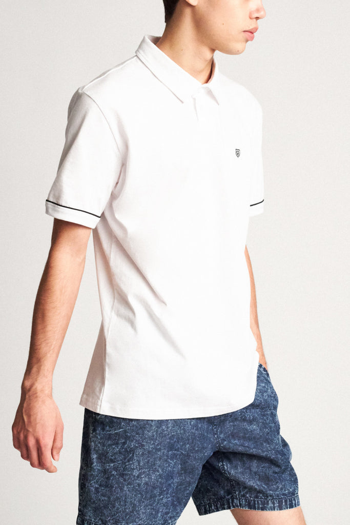 Brixton Carlos S/S Polo Knit - White/Black