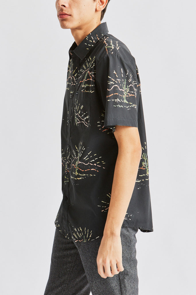 Brixton Charter Print S/S Woven - Washed Black