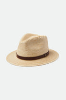 Brixton Unisex Messer Straw Fedora - Natural/Brown | Profile