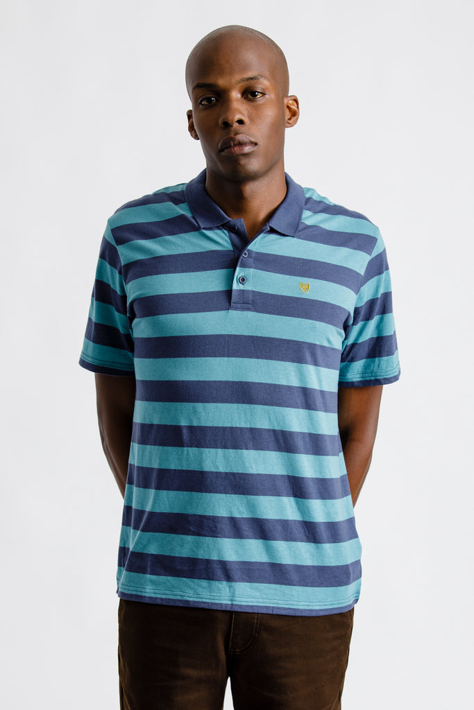 Brixton Hilt II S/S Polo Knit - Aqua/Washed Navy