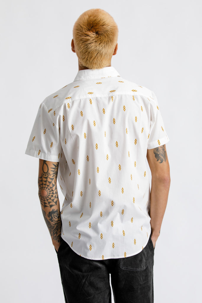 Brixton Charter Print S/S Woven - Off White/Honey