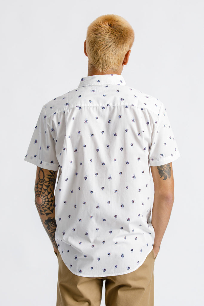 Brixton Charter Print S/S Woven - Off White/Casa Blanca Blue