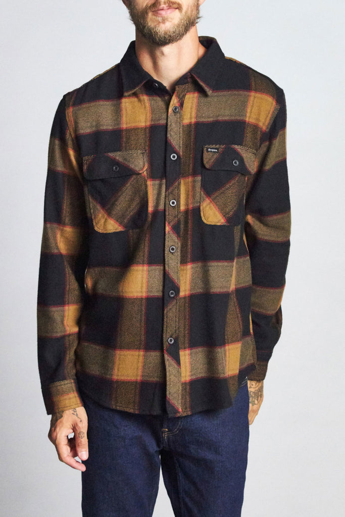 Brixton Bowery L/S Flannel - Black/Gold