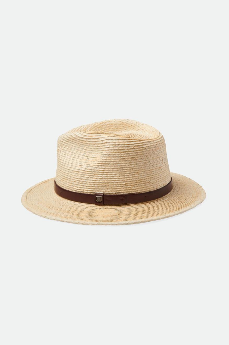 Brixton Unisex Messer Straw Fedora - Natural/Brown | Extra Shot