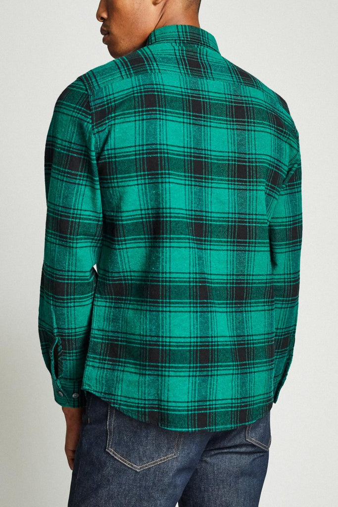 Brixton Bowery L/S Flannel - Green/Black