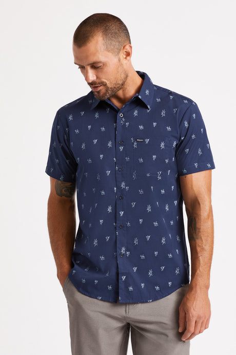 Charter Print S/S Woven - Washed Navy/Aqua