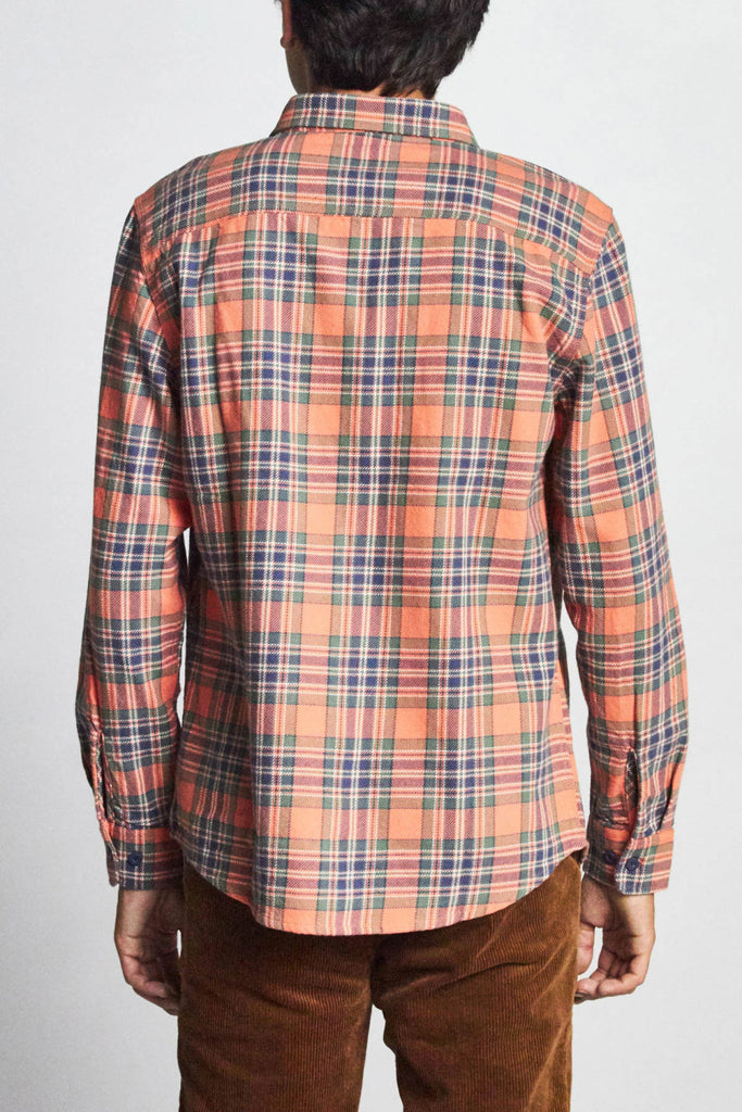 Brixton Bowery L/S Flannel - Salmon/Navy