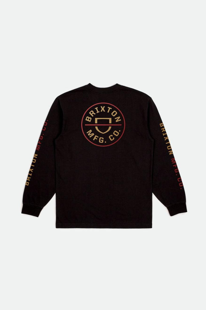 Brixton Crest L/S Standard Tee - Black/Mars Red/Bright Gold