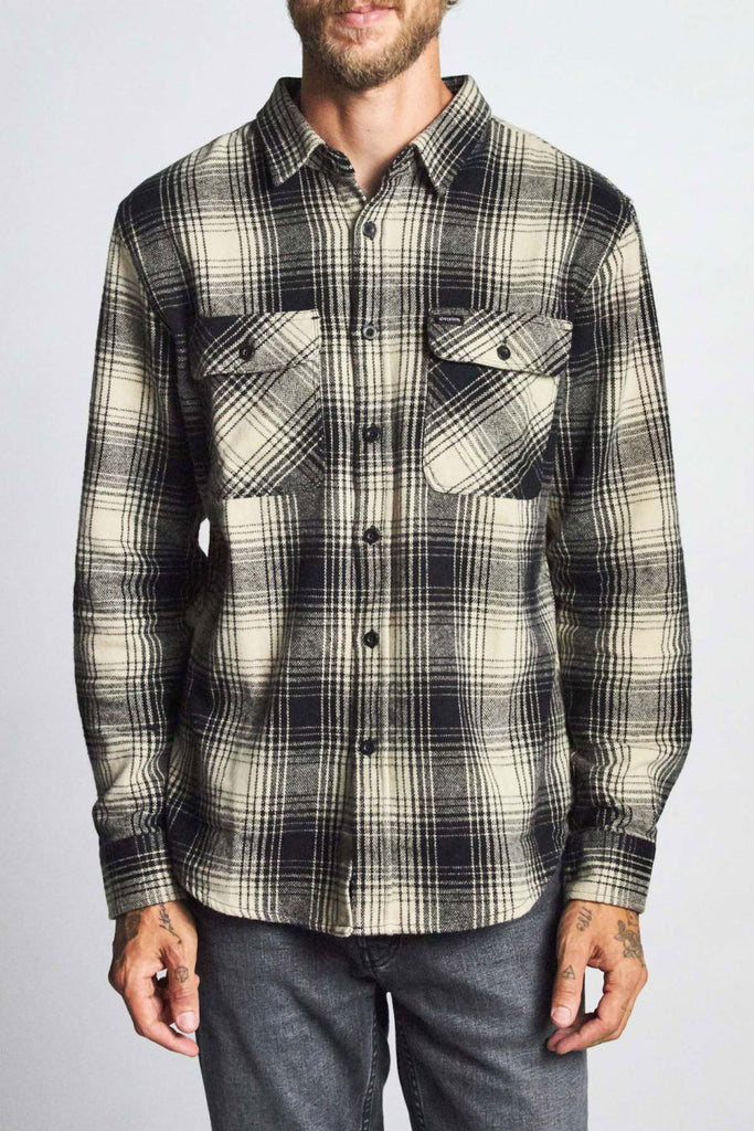 Brixton Bowery L/S Flannel - Black/Bone