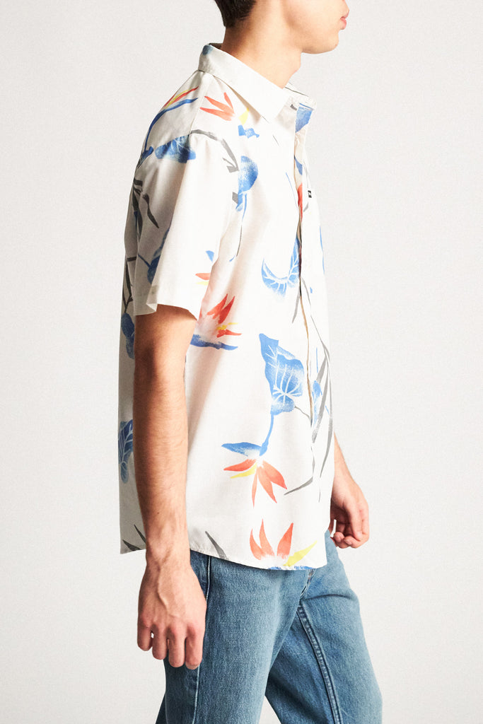 Brixton Charter Print S/S Woven - Off White/Blue