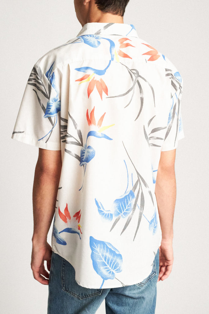 Brixton Charter Print S/S Woven - Off White/Blue