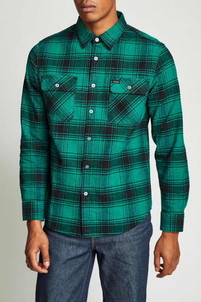 Brixton Bowery L/S Flannel - Green/Black