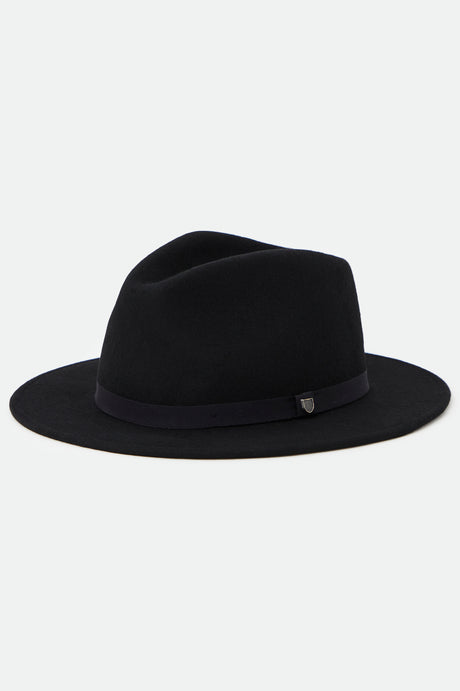 Brixton Unisex Messer Packable Fedora - Black/Black | Main