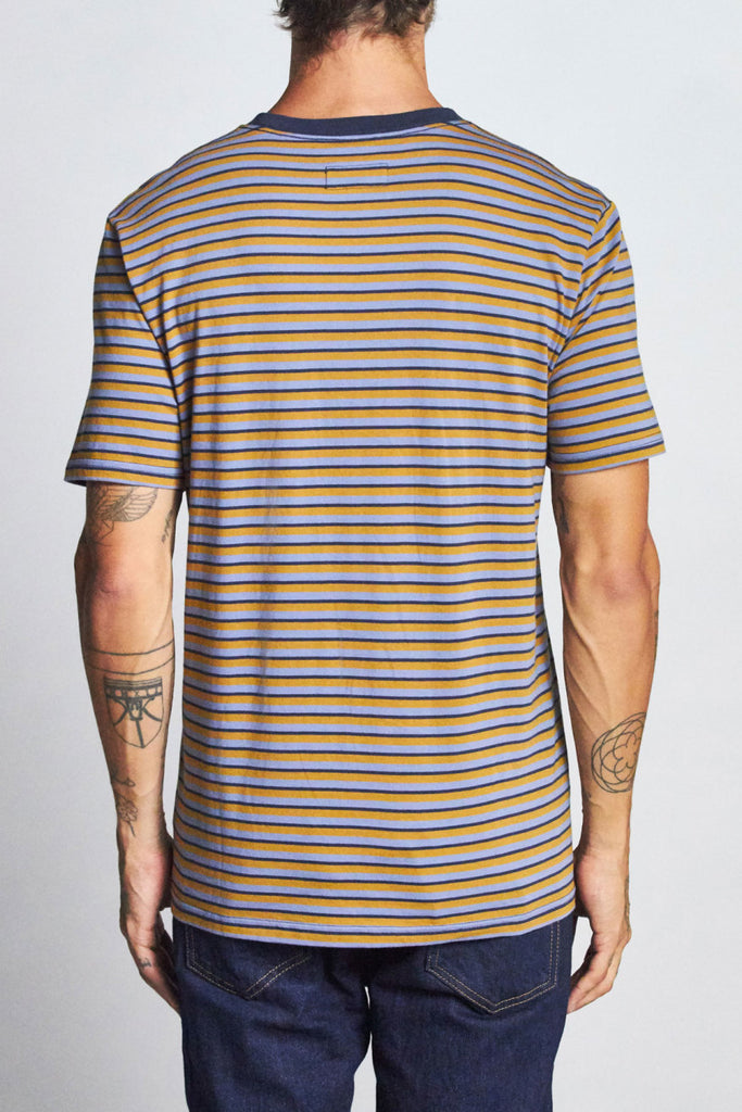 Brixton Hilt Mini Stripe S/S Knit - Twilight Blue/Washed Navy