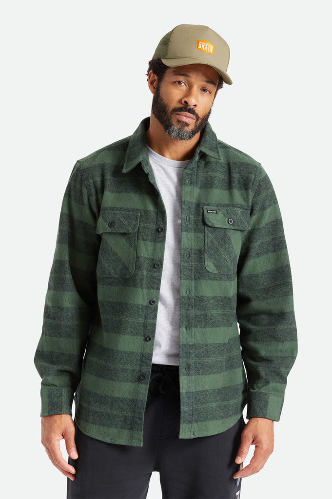 Brixton Bowery Heavy Weight L/S Flannel - Forest Green