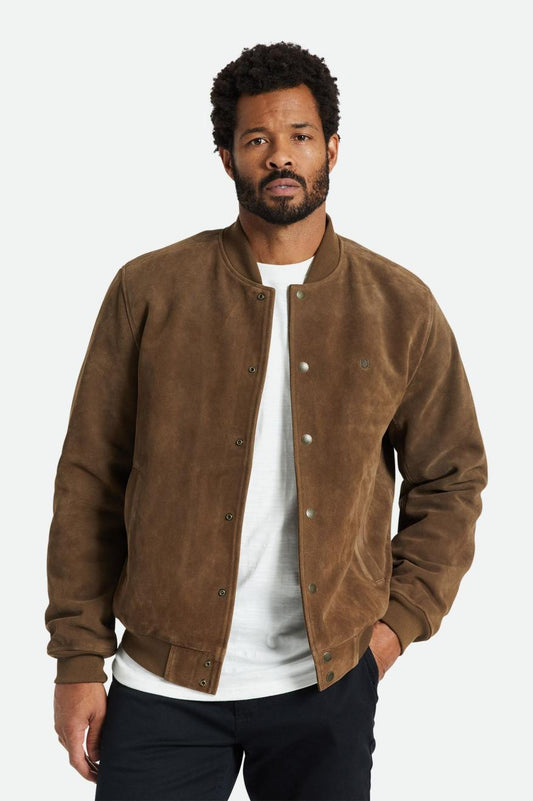 Dillinger Reserve Suede Bomber Jacket Brown – Brixton Europe