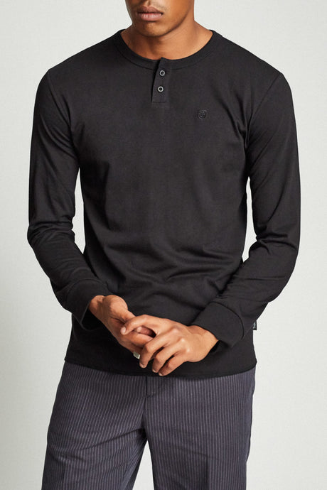 B-Shield L/S Henley - Black