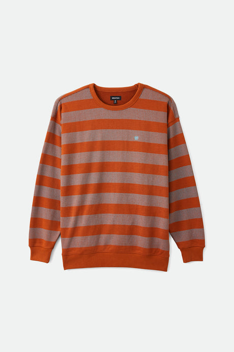 Men's Hilt Stripe Crew - Caramel/Teal - Front Side