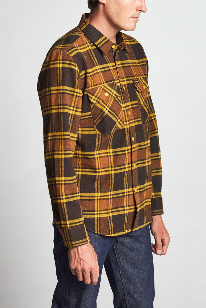 Brixton Bowery L/S Flannel - Brown/Gold