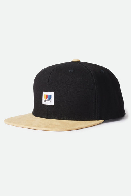 Alton MP Snapback - Black/Tan Suede