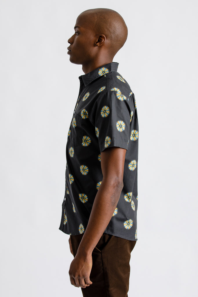 Brixton Charter Print S/S Woven - Black/Silver