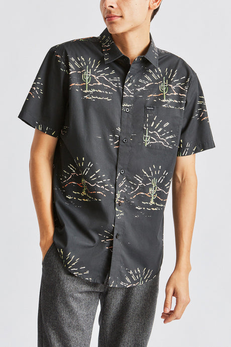 Charter Print S/S Woven - Washed Black