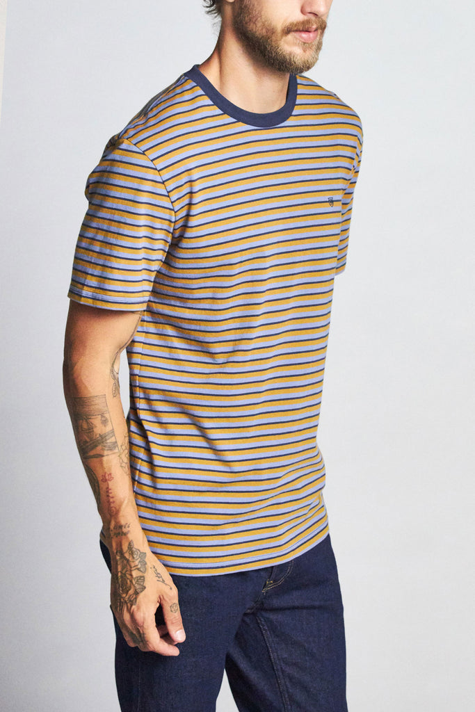 Brixton Hilt Mini Stripe S/S Knit - Twilight Blue/Washed Navy