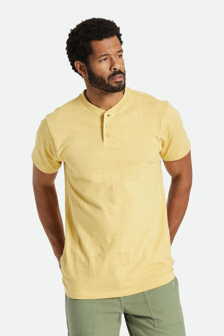 Basic Slub S/S Henley Tee - Straw