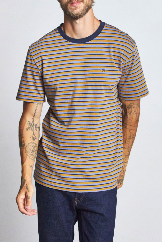 Brixton Hilt Mini Stripe S/S Knit - Twilight Blue/Washed Navy