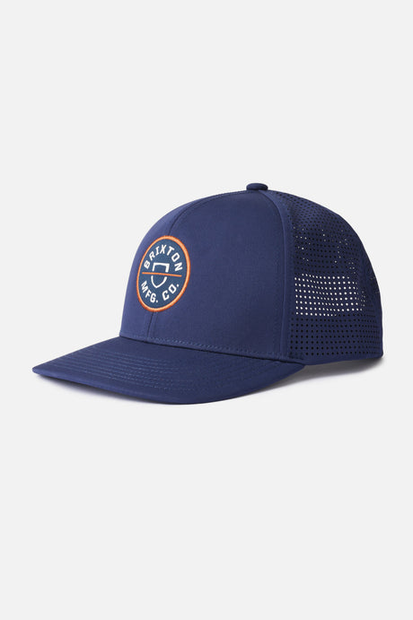 Brixton Unisex Crest Netplus Utility Snapback - Washed Navy | Main