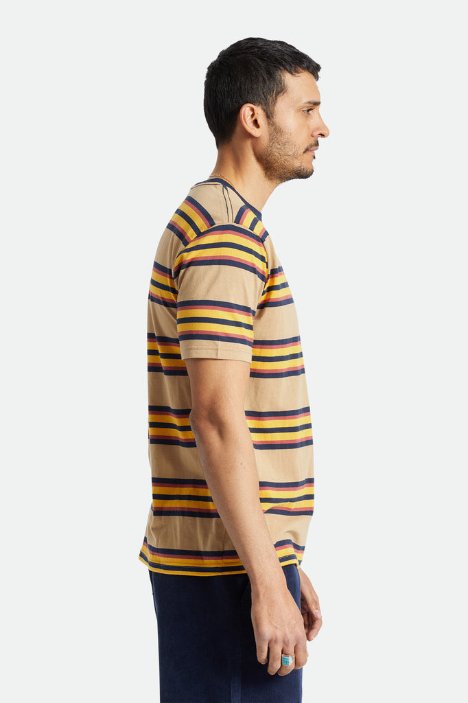 Brixton Hilt Shield S/S Knit - Tan/Golden Glow/Navy