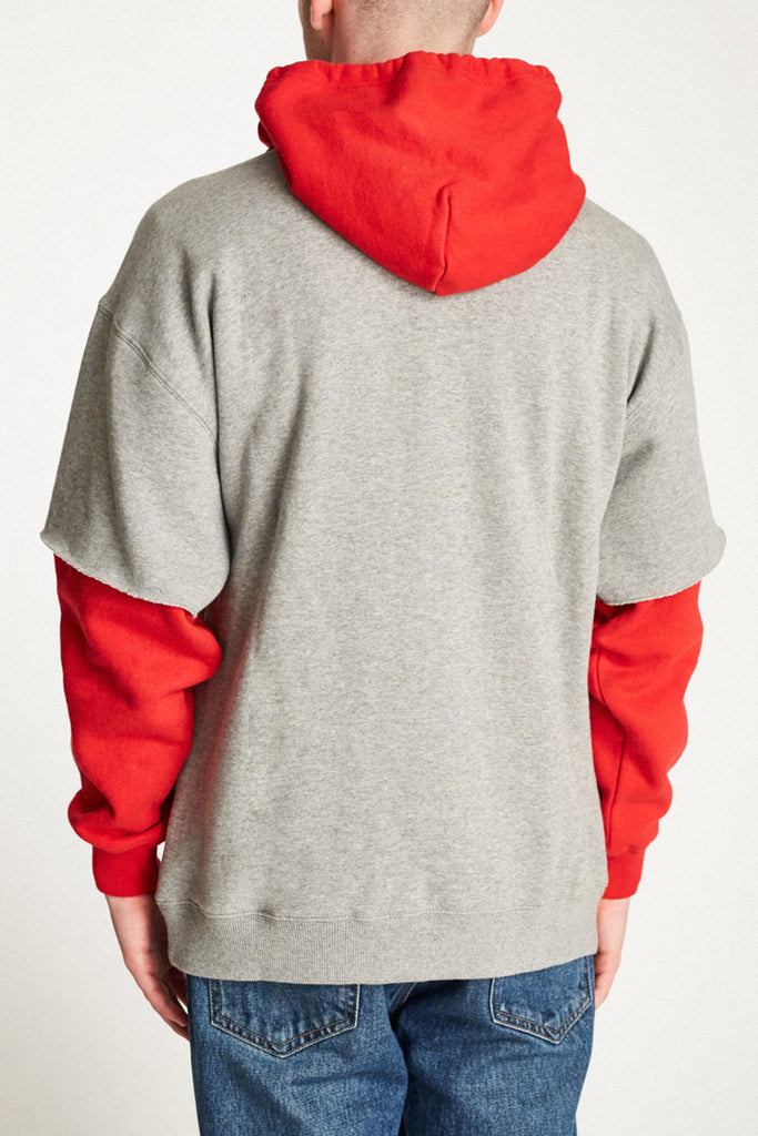 Brixton Rogers 2Fer Hood Fleece - Heather Grey/Red