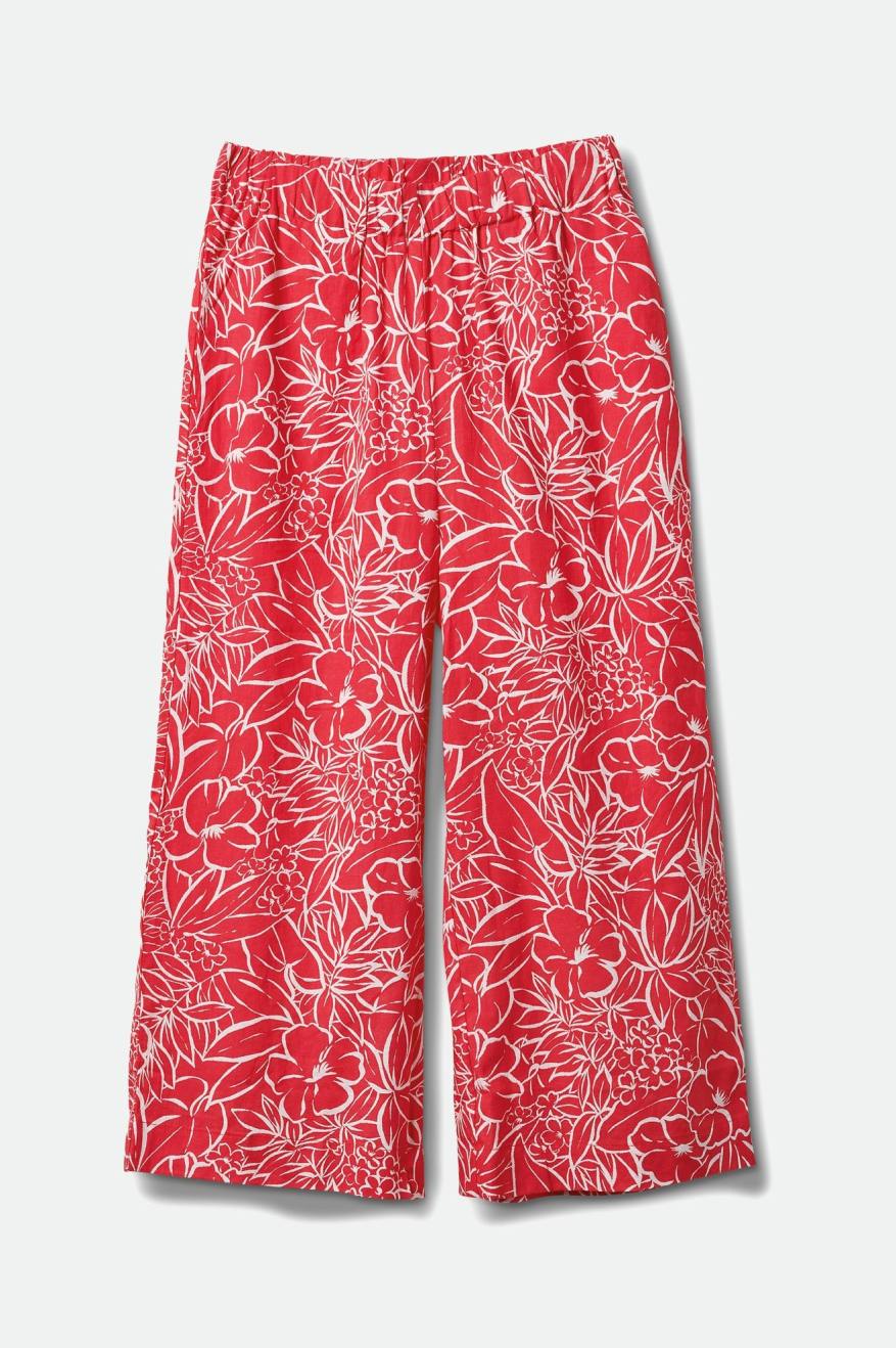 Indo Linen Wide Leg Pant - Aloha Red