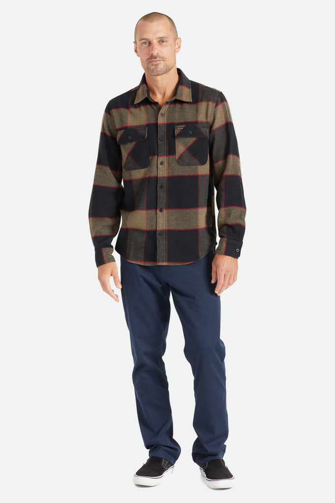 Men's Fit, Featured View | Bowery L/S Flannel - Heather Grey/Charcoal