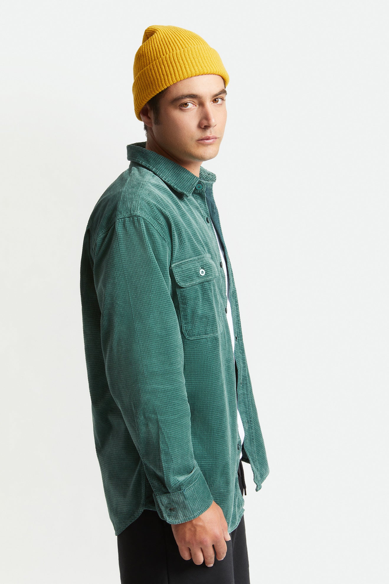 Men's Bowery Relaxed L/S Flannel in Silver Pine – Brixton Europe