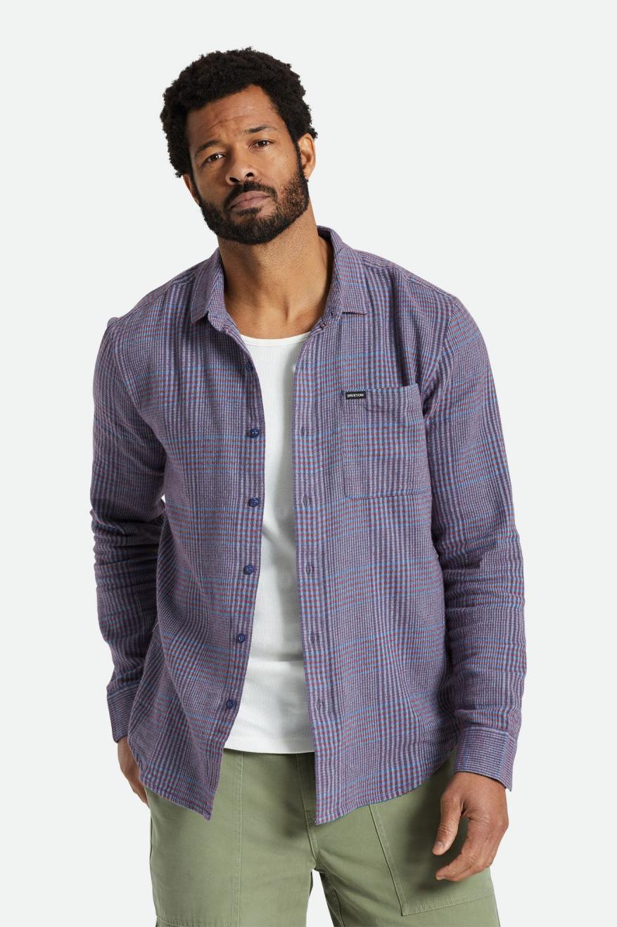 Bixby L/S Flannel - Island Berry/Pacific Blue/Canal Blue