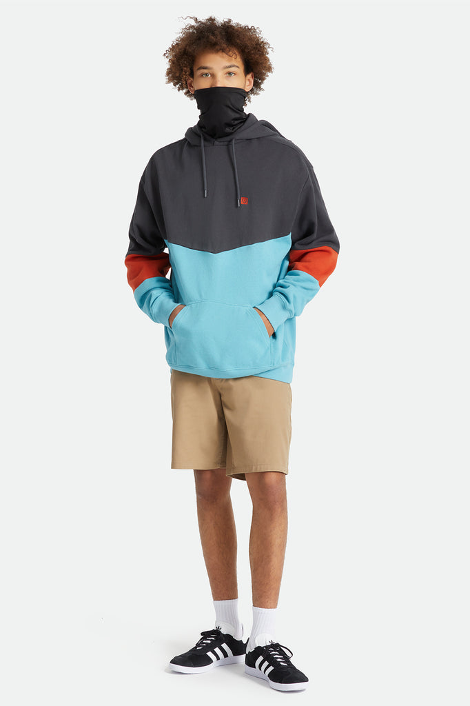 Brixton Beta Square Utility Hood - Washed Black/Phoenix Orange/Teal