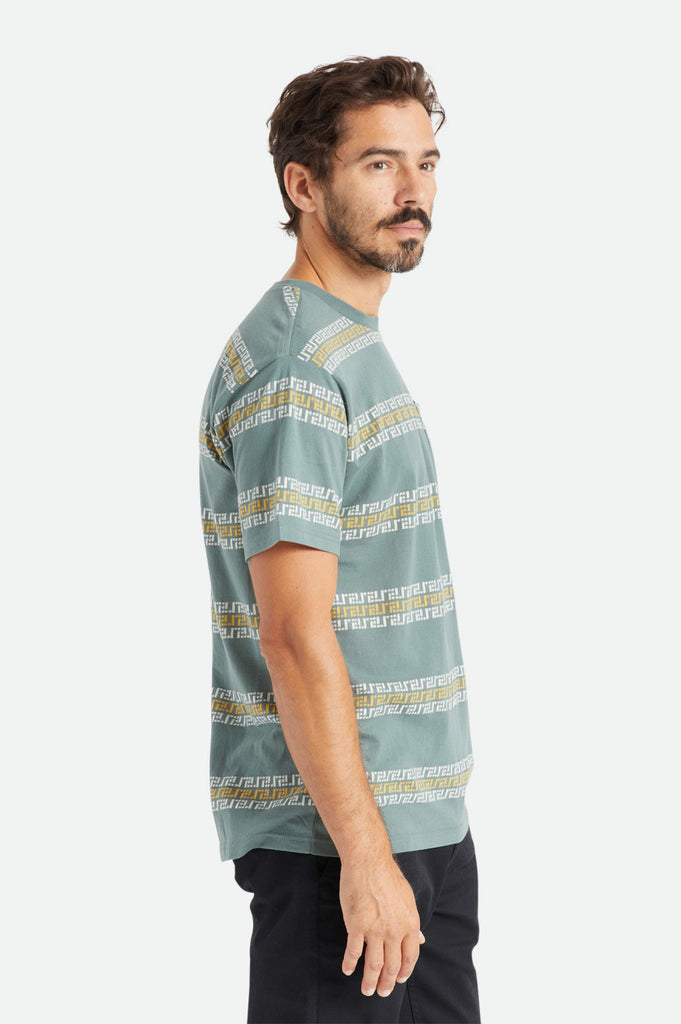 Brixton Hilt S/S Pocket Knit - Dark Forest/Off White/Bright Gold