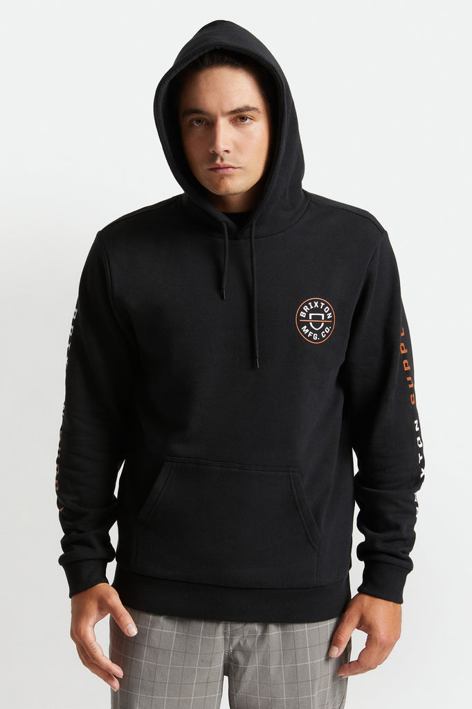 Brixton Crest Hood - Black/Caramel/White