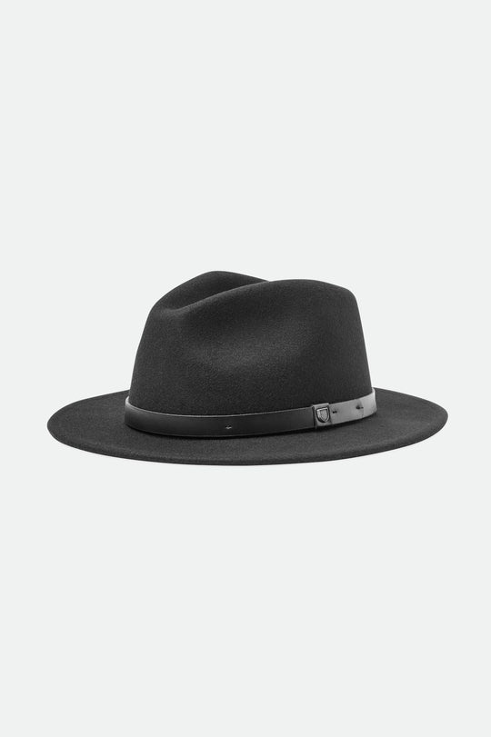 Brixton Unisex Messer Fedora - Black/Black | Profile