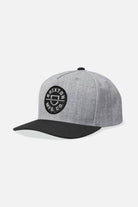 Brixton Unisex Crest Netplus Snapback - Heather Grey/Black | Main