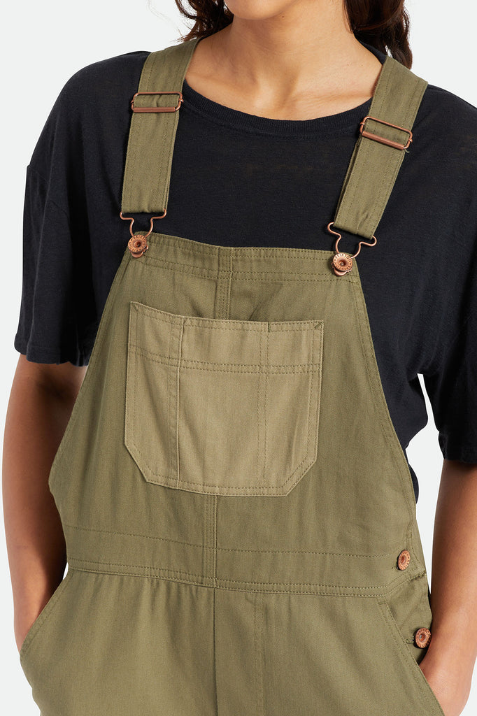 Brixton Christina Crop Overall - Military Olive