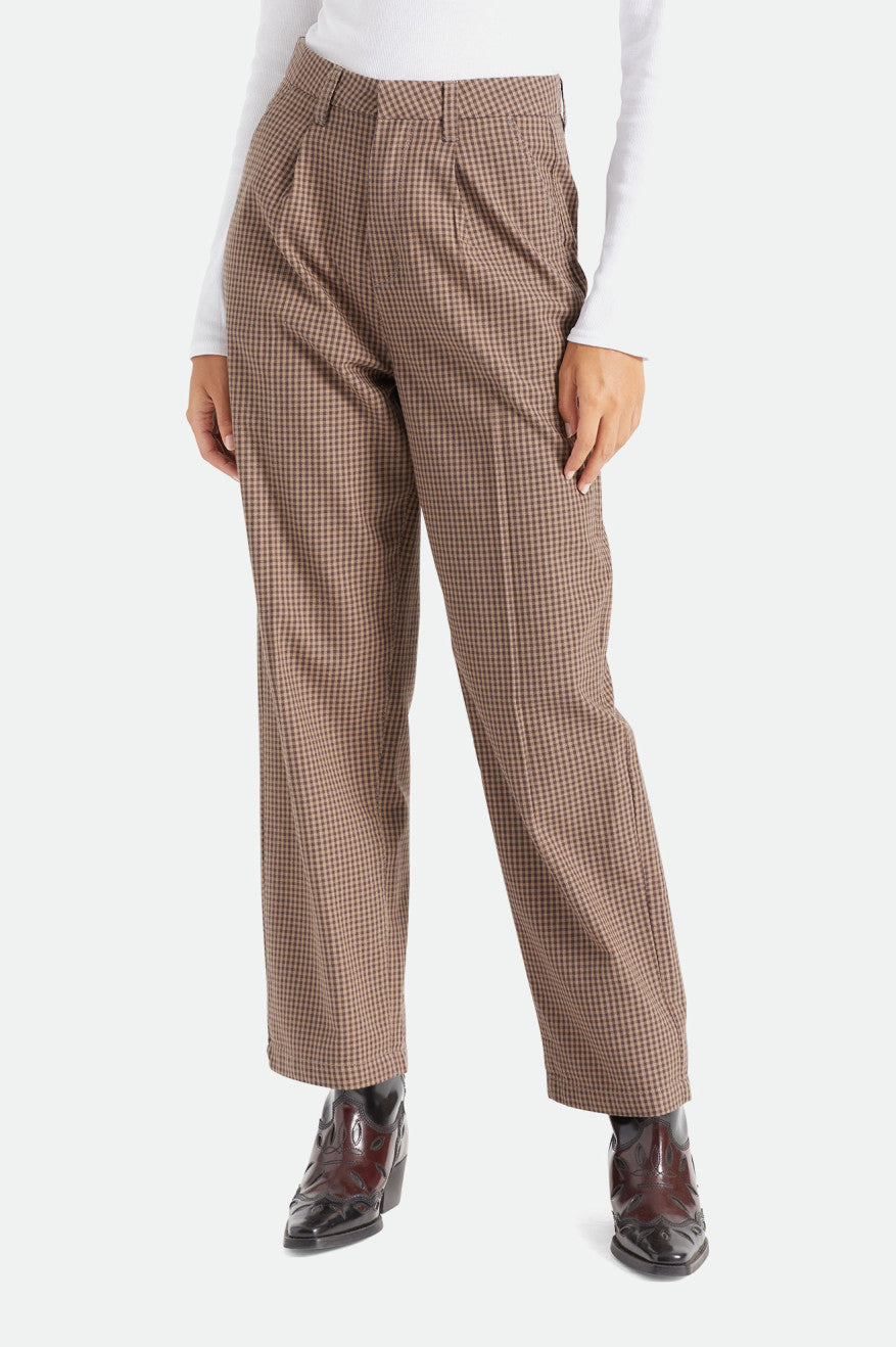 Women's Victory High-Waisted Trouser Pants Pine Bark Gingham