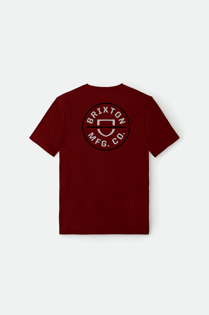 Brixton Crest Recycled S/S Standard Tee - Burgundy