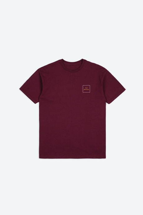 Men's Alpha Square S/S Standard Tee - Burgundy/White - Front Side