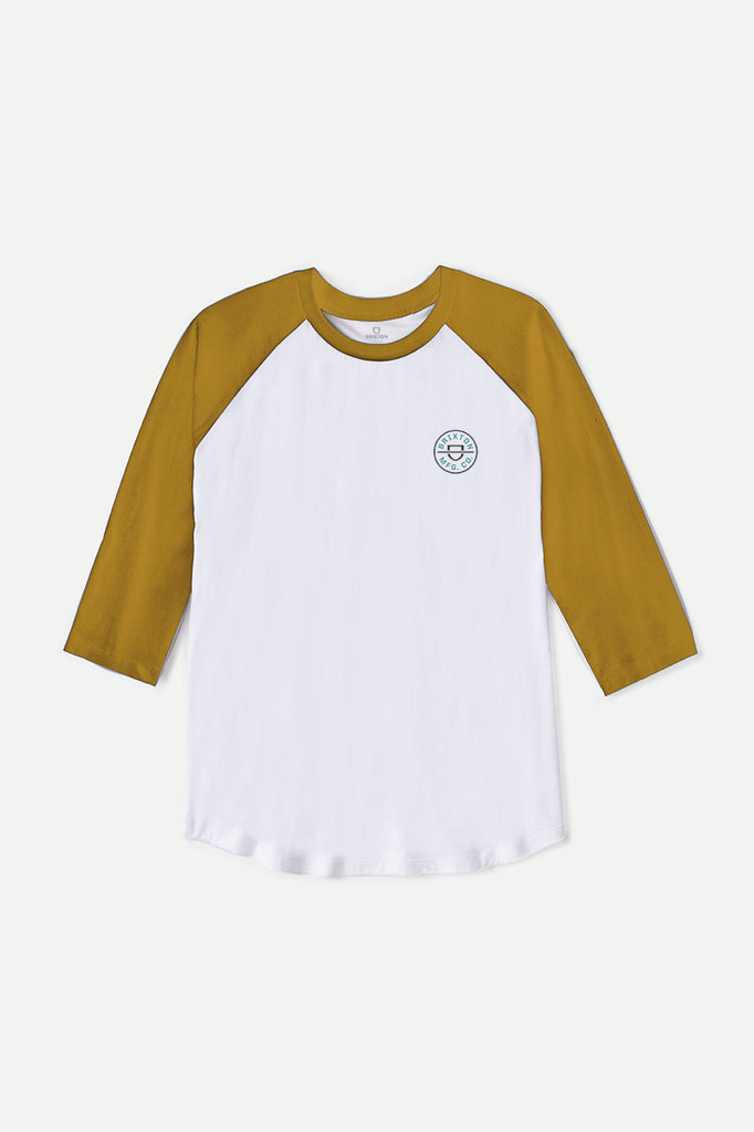 Brixton Crest S/S Raglan Knit - White/Golden Glow