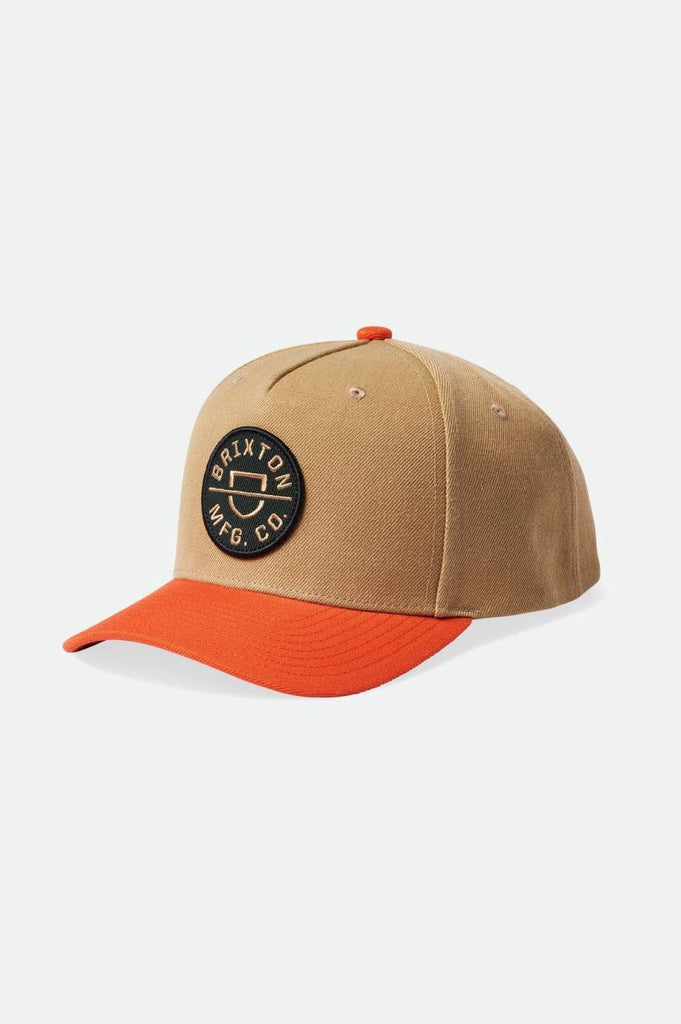 Brixton Crest MP Snapback - Sand/Burnt Red