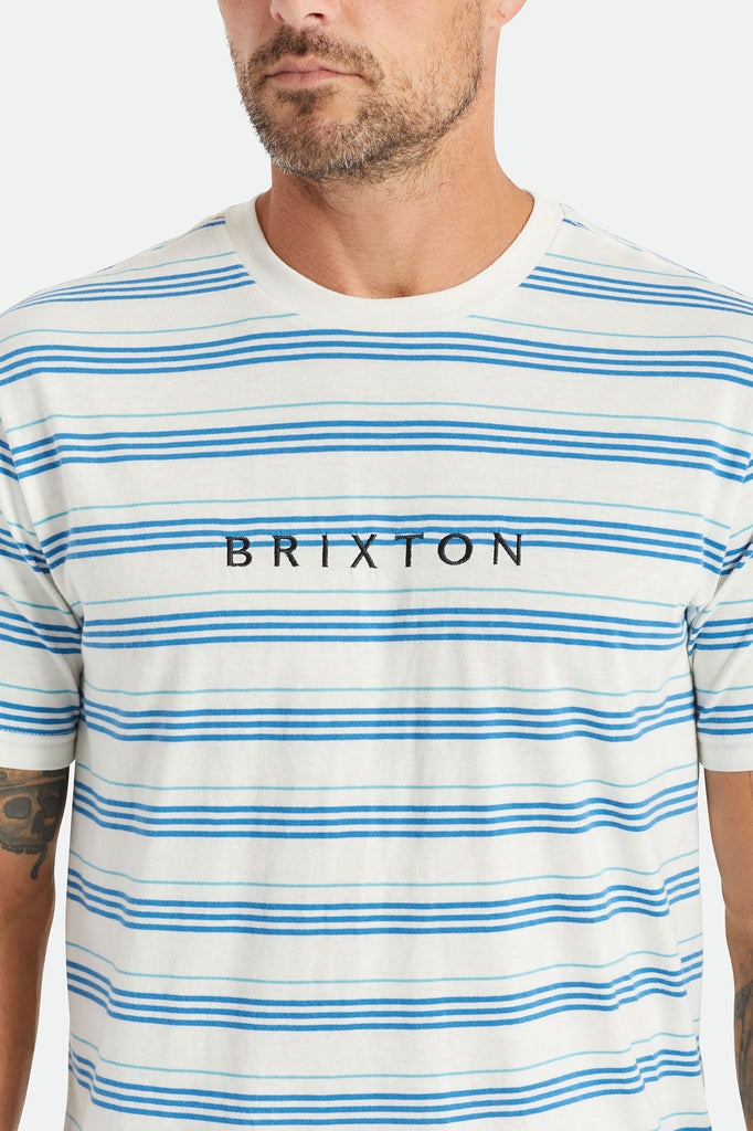 Brixton Hilt Alpha Line S/S Knit - Off White/Sky Blue/Teal