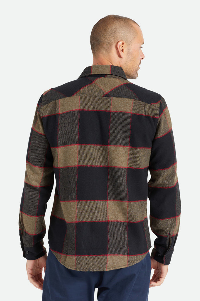 Men's Fit, Back View | Bowery L/S Flannel - Heather Grey/Charcoal